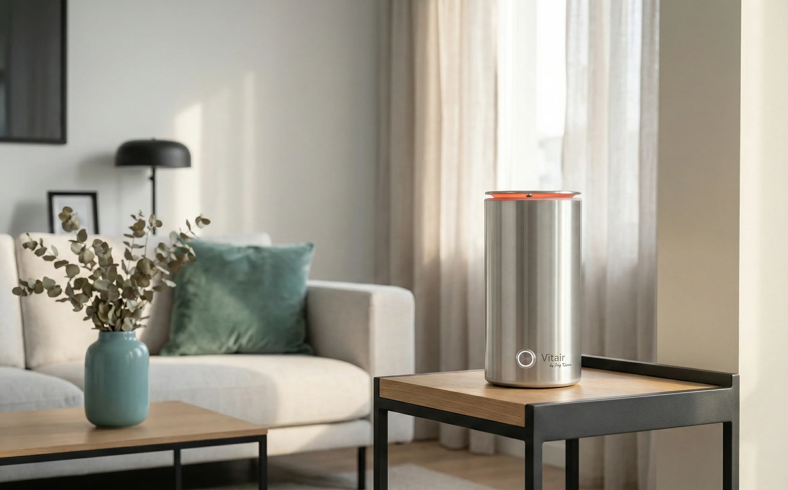 Vitair im Wohnzimmer auf dem Beistelltisch